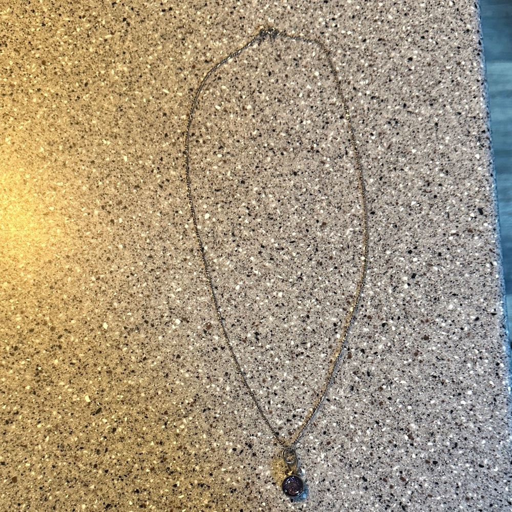 Silver Necklace with Purple Pendant
